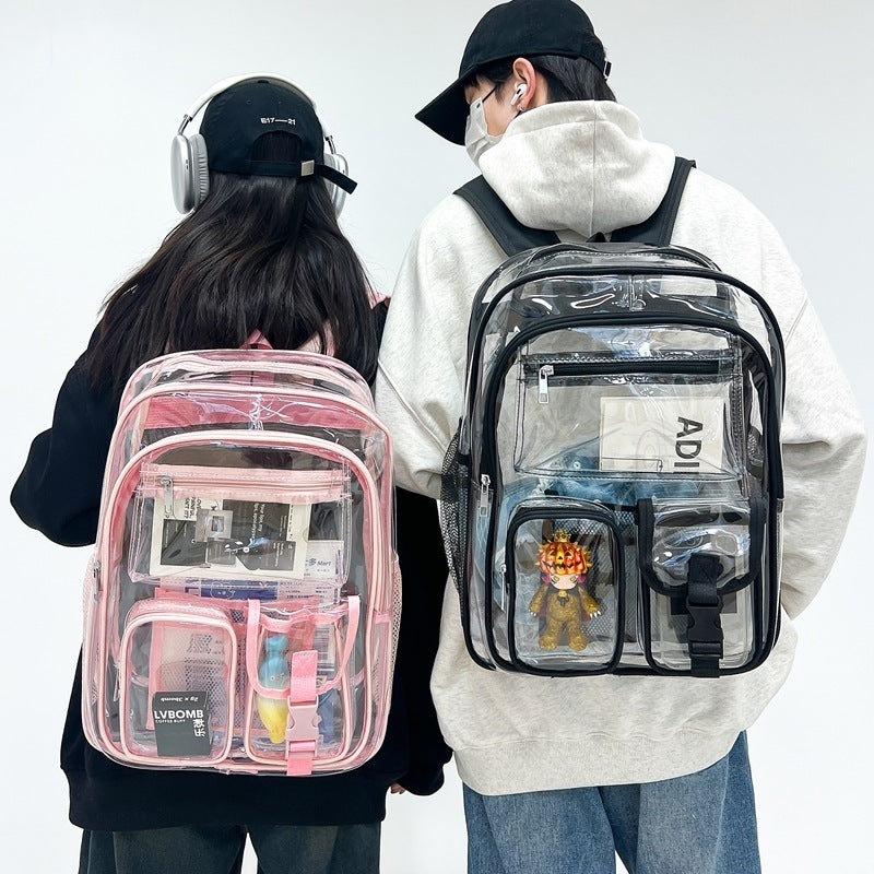 Transparent PVC School Backpack – Large Capacity Waterproof Clear Bag for Students