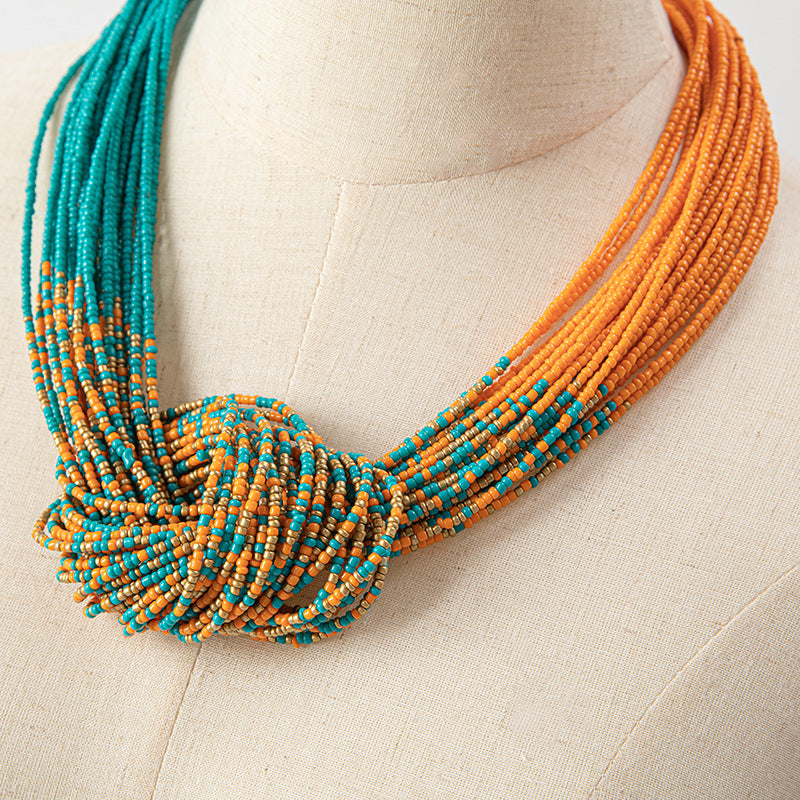 Hand Beaded Multi-Layer Bead Necklace