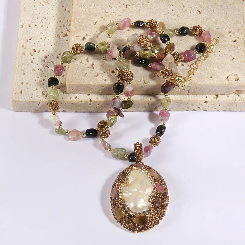 Multicolor Amethyst Dorp & Baroque Pearl Necklace