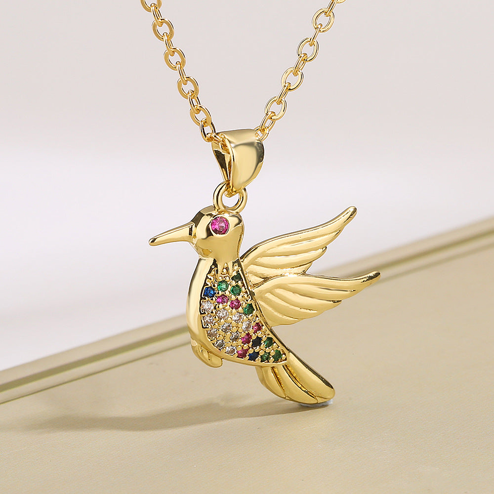 Bird Pendant Necklace Copper Plating 18K Gold