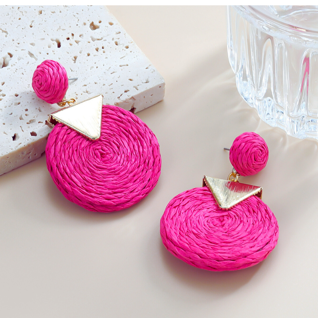 Rattan Round Drop Dangle Earring