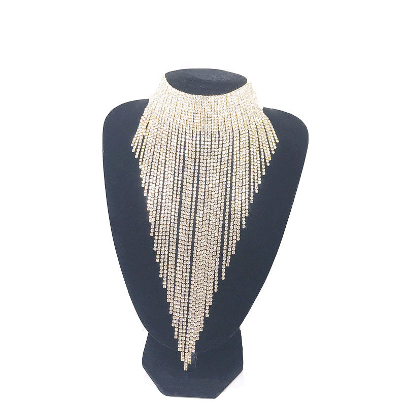 Rhinestone Tassel Necklace Simple All-match Necklace