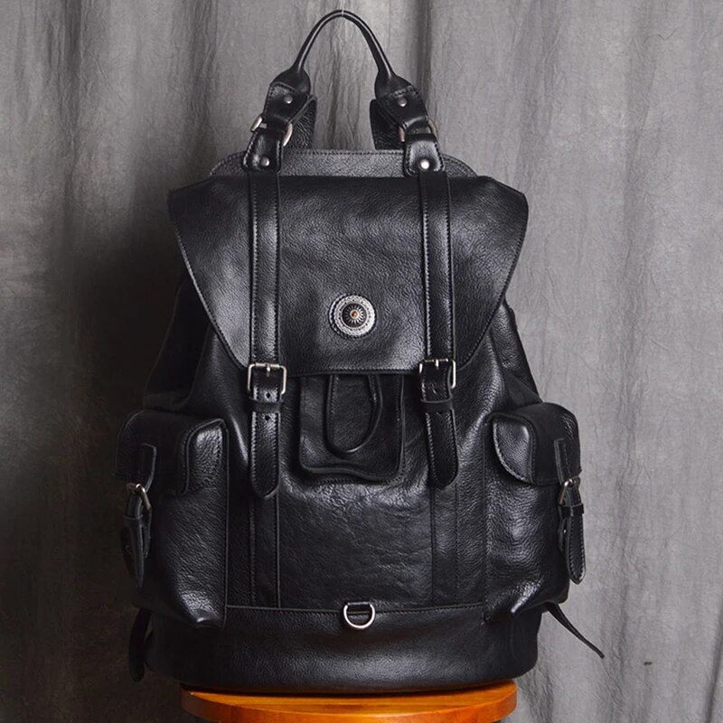 Unisex Leather Multifunction Retro Fashion Travel & Laptop Backpack.