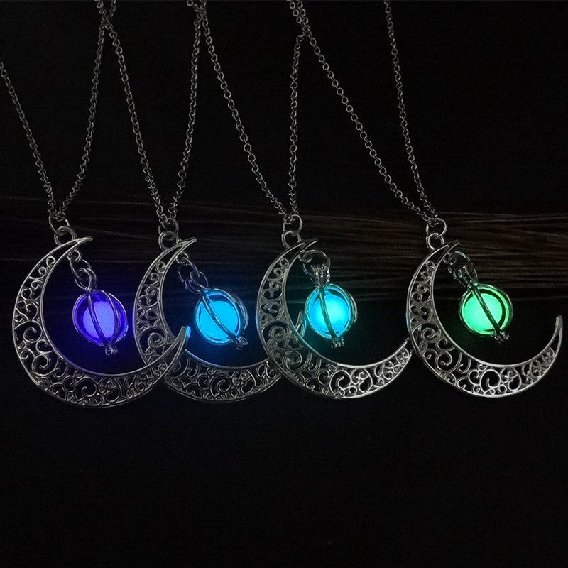 Natural Glowing Stone Healing Necklace with Luminous Pendant