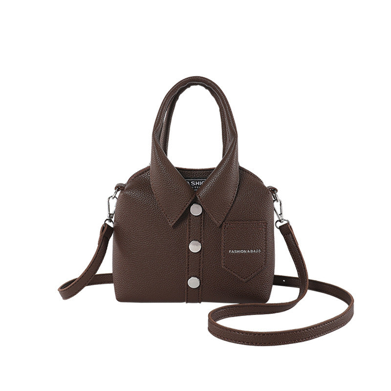 PU Leather Crossbody Shoulder Bag for Women – Simple Urban Square Tote with Threaded Design