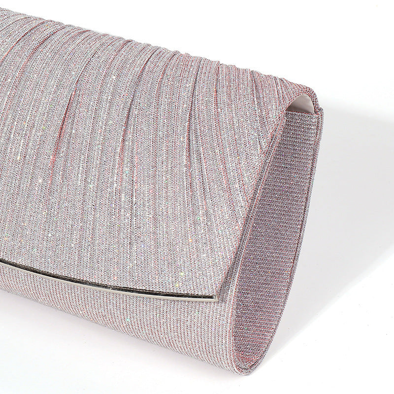 Women's Glitter Chain Shoulder Bag – Elegant Lock Closure Evening Clutch Purse for Party or Formal Wear