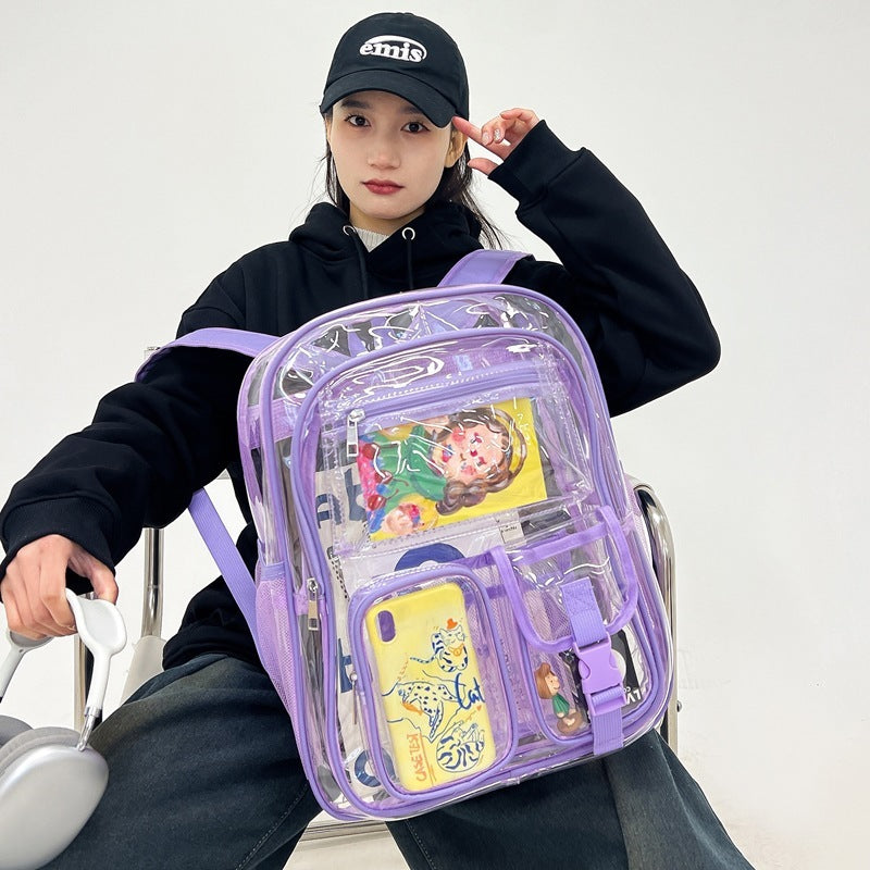 Transparent PVC School Backpack – Large Capacity Waterproof Clear Bag for Students