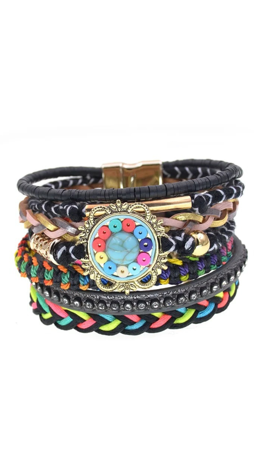 Colorful Boho Leather Charm Style Bracelet Jewelry