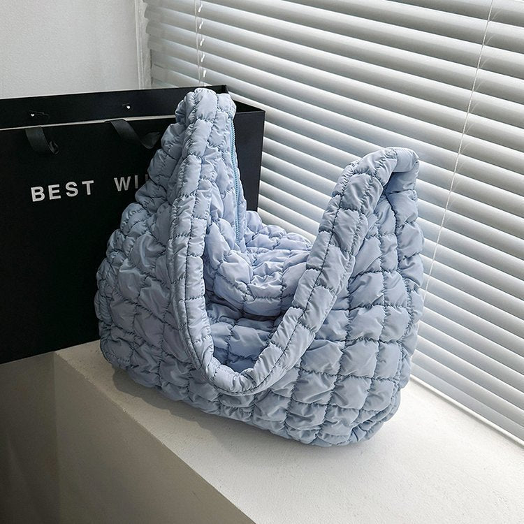 Pleated Cloud Bag – Large Capacity Fashion Shoulder Tote, Silk Texture, Macaron Colors
