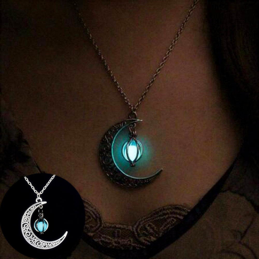 Natural Glowing Stone Healing Necklace with Luminous Pendant