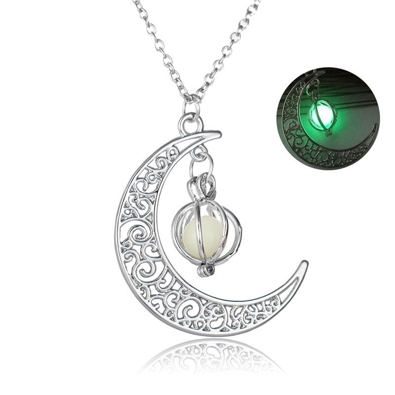 Natural Glowing Stone Healing Necklace with Luminous Pendant