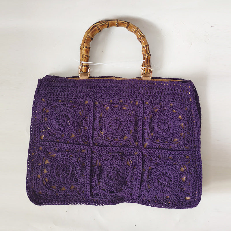 Female Tote Bag Knitting flower Design