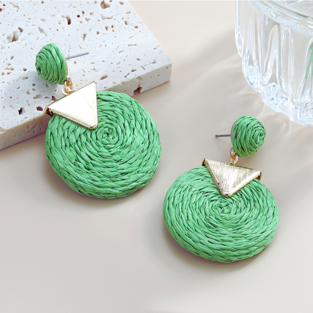 Rattan Round Drop Dangle Earring