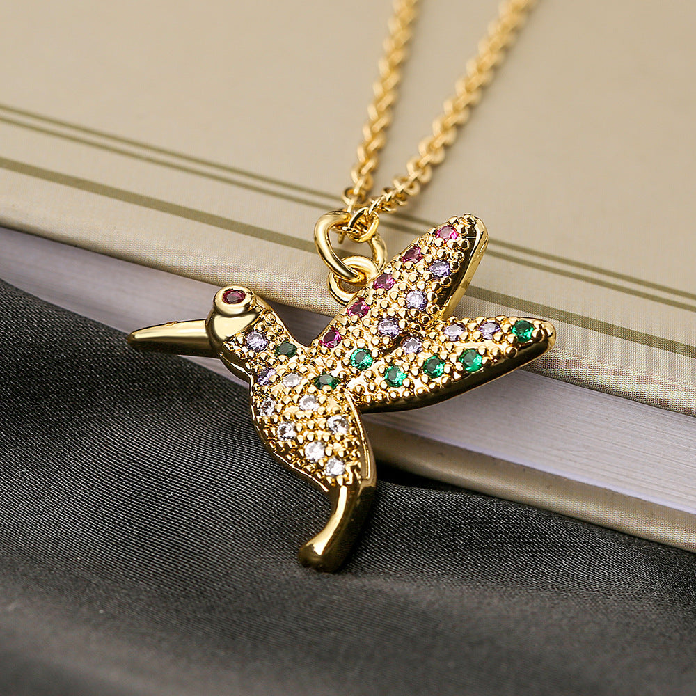 Bird Pendant Necklace Copper Plating 18K Gold