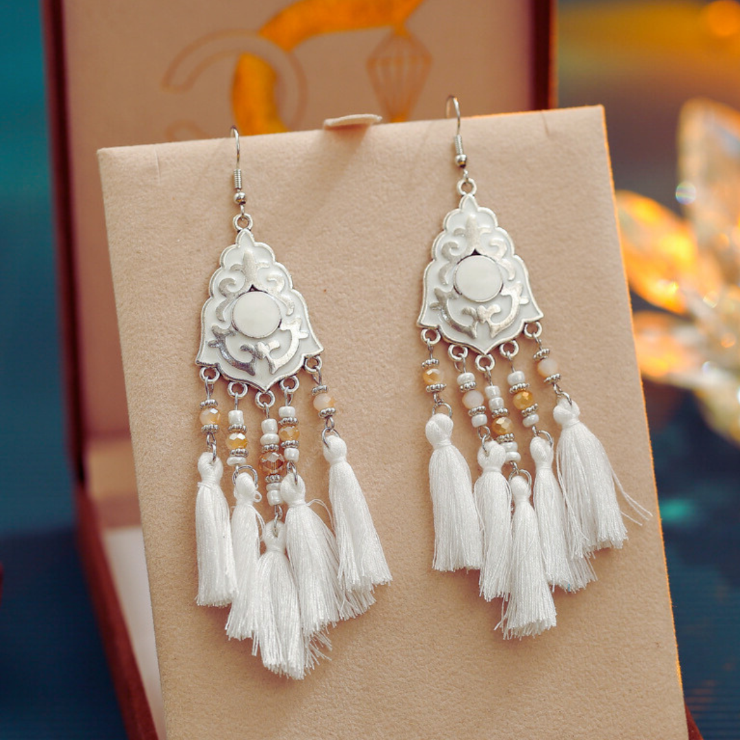 Ethnic Bohemian Tassel Earrings For Women Geometric Enamel Crystal Beads Female Drop Dangle Gift