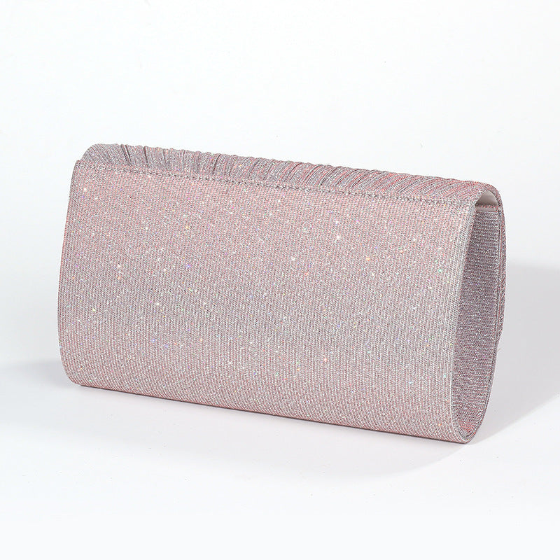 Women's Glitter Chain Shoulder Bag – Elegant Lock Closure Evening Clutch Purse for Party or Formal Wear