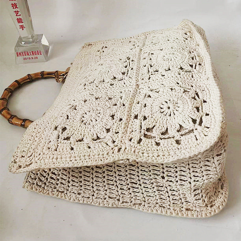 Female Tote Bag Knitting flower Design