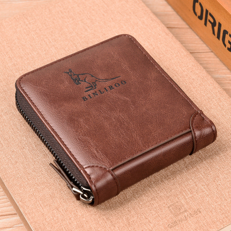 Men's Leather Zipper & Card Wallet