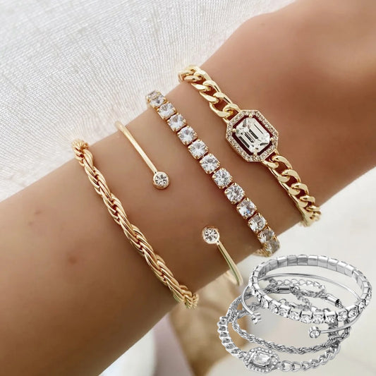 Multi Layer Chains Bracelet Jewelry (4Pcs)