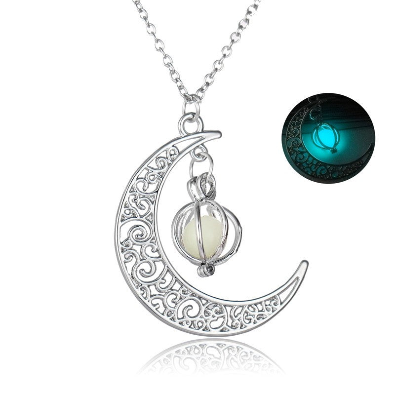 Natural Glowing Stone Healing Necklace with Luminous Pendant