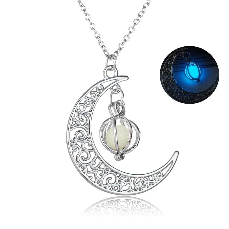 Natural Glowing Stone Healing Necklace with Luminous Pendant