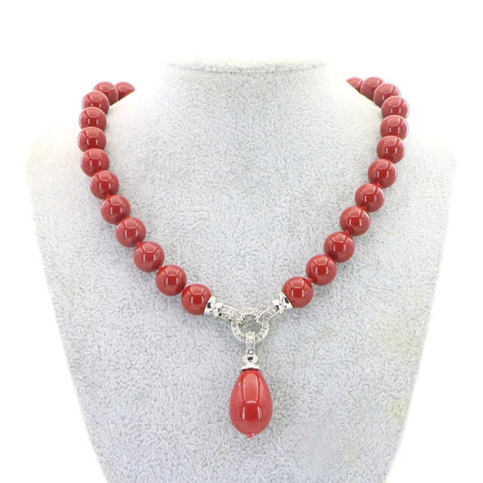 Natural Ocean Shell Red Coral Necklace