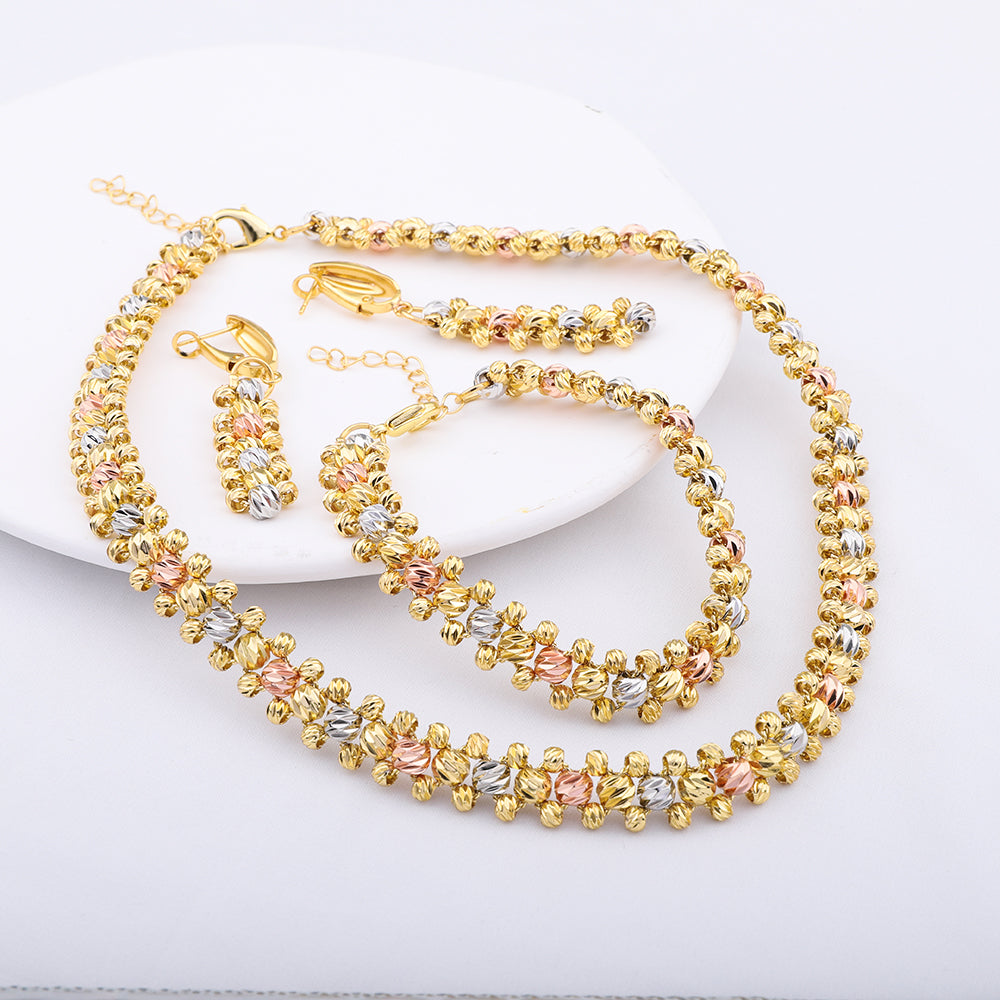 3 Pcs Colorful Necklace Earrings Bracelet Jewelry Set