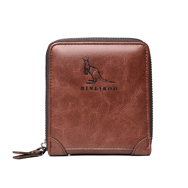 Men's Leather Zipper & Card Wallet