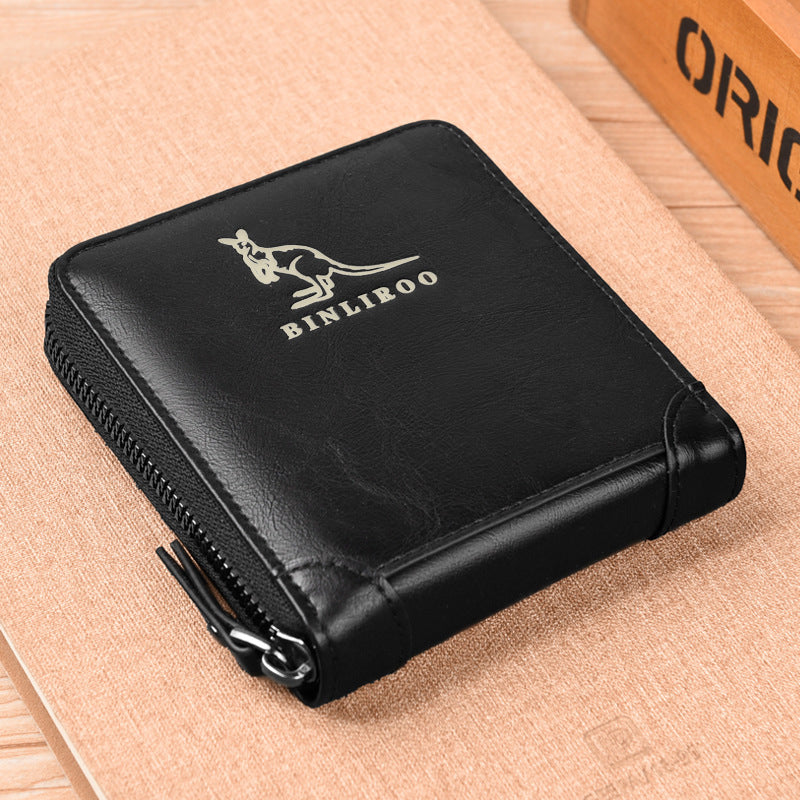 Men's Leather Zipper & Card Wallet