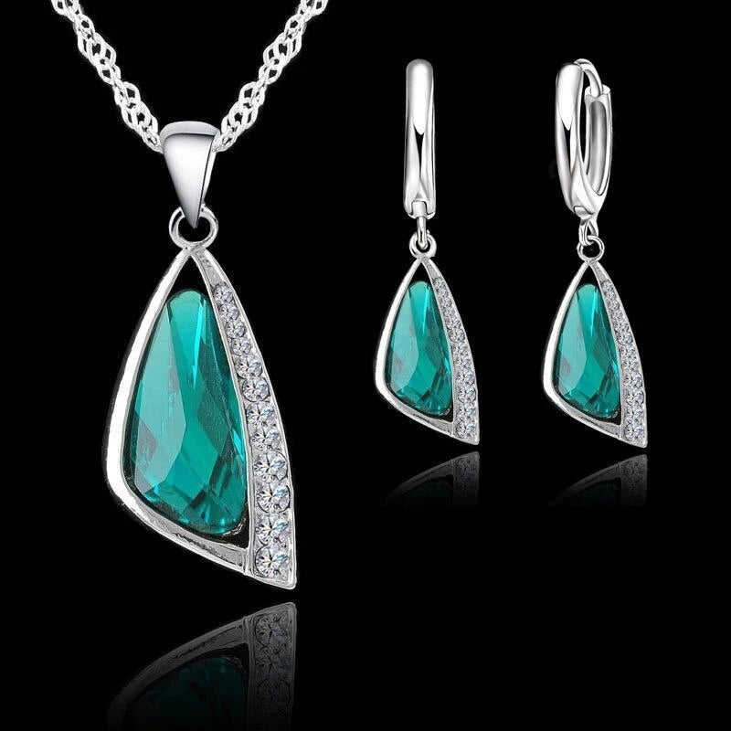 Zircon Geometric Necklace & Earrings for Party Wear