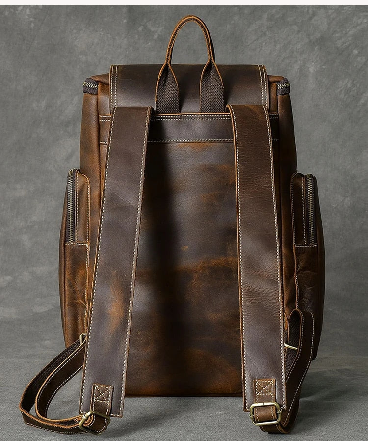 Vintage Horse Leather Men's Backpack for Travel & Casual Work