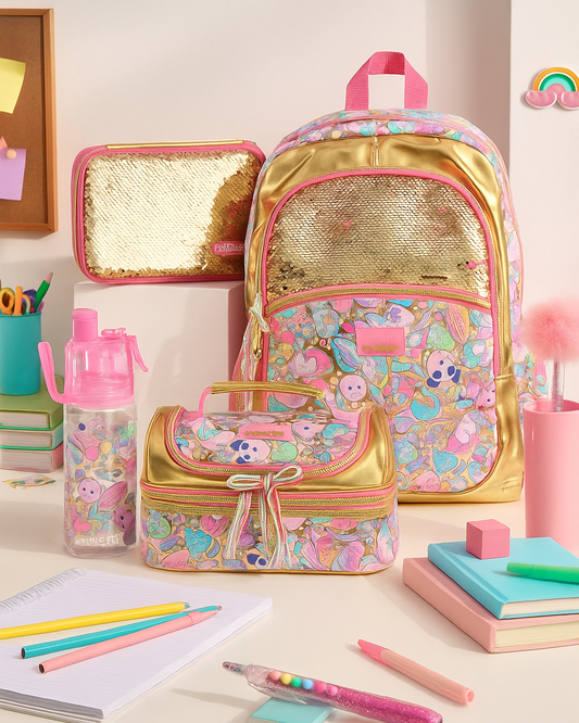 Golden Smiggle Style Kids School Backpack Set – Student Bag, Pencil Case & Lunch Bag Gift