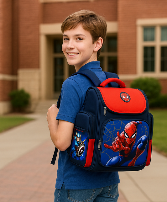 Marvel Avengers Cartoon Backpack for Kids – Spider-Man & amp; Captain America School Bag for Kindergarten &amp; Elementary Students