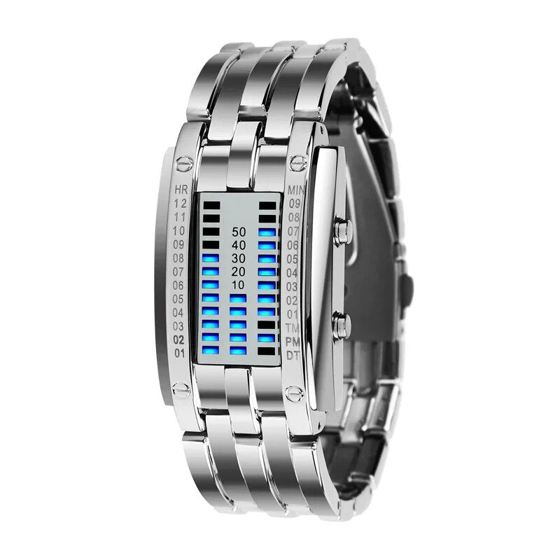 Unique Creative Binary Matrix LED Bracelet Style Waterproof Watch