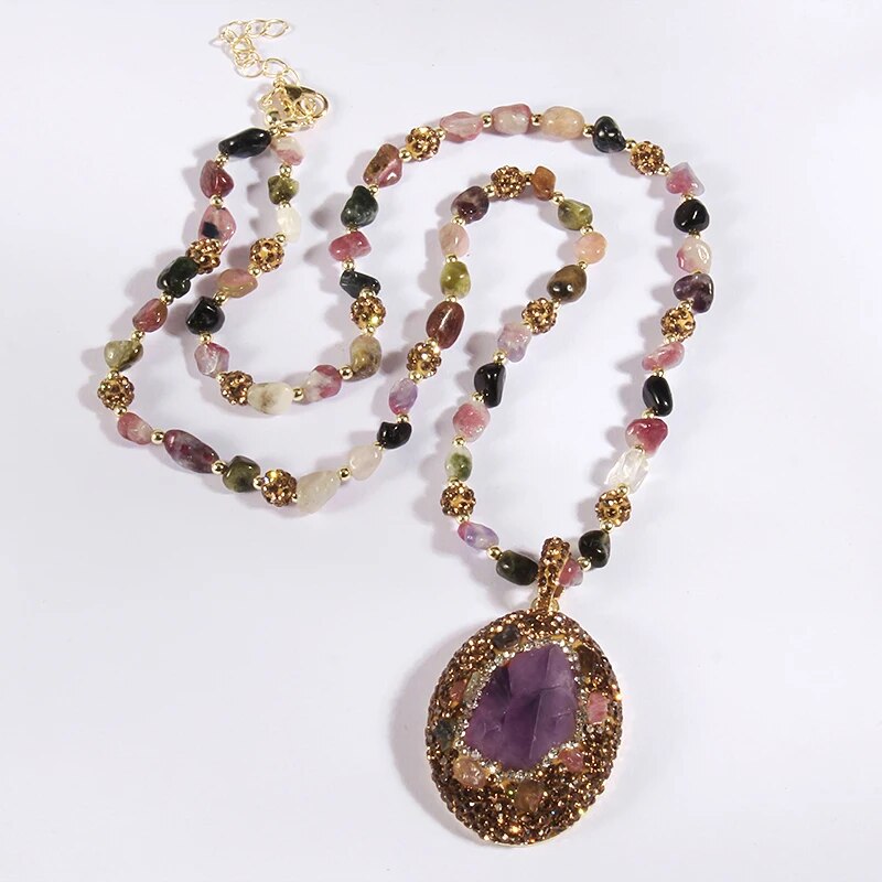 Multicolor Amethyst Dorp & Baroque Pearl Necklace
