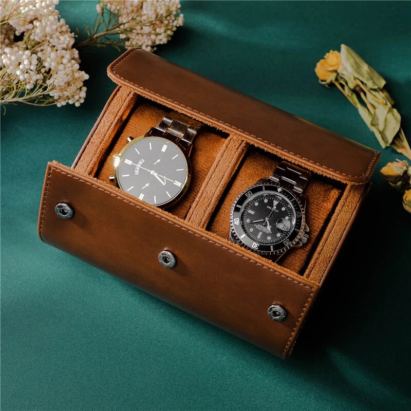 Travel Genuine Leather Unisex Watch Case & Organizer