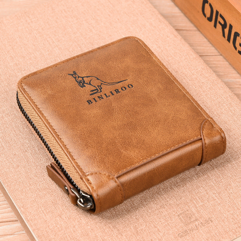 Men's Leather Zipper & Card Wallet