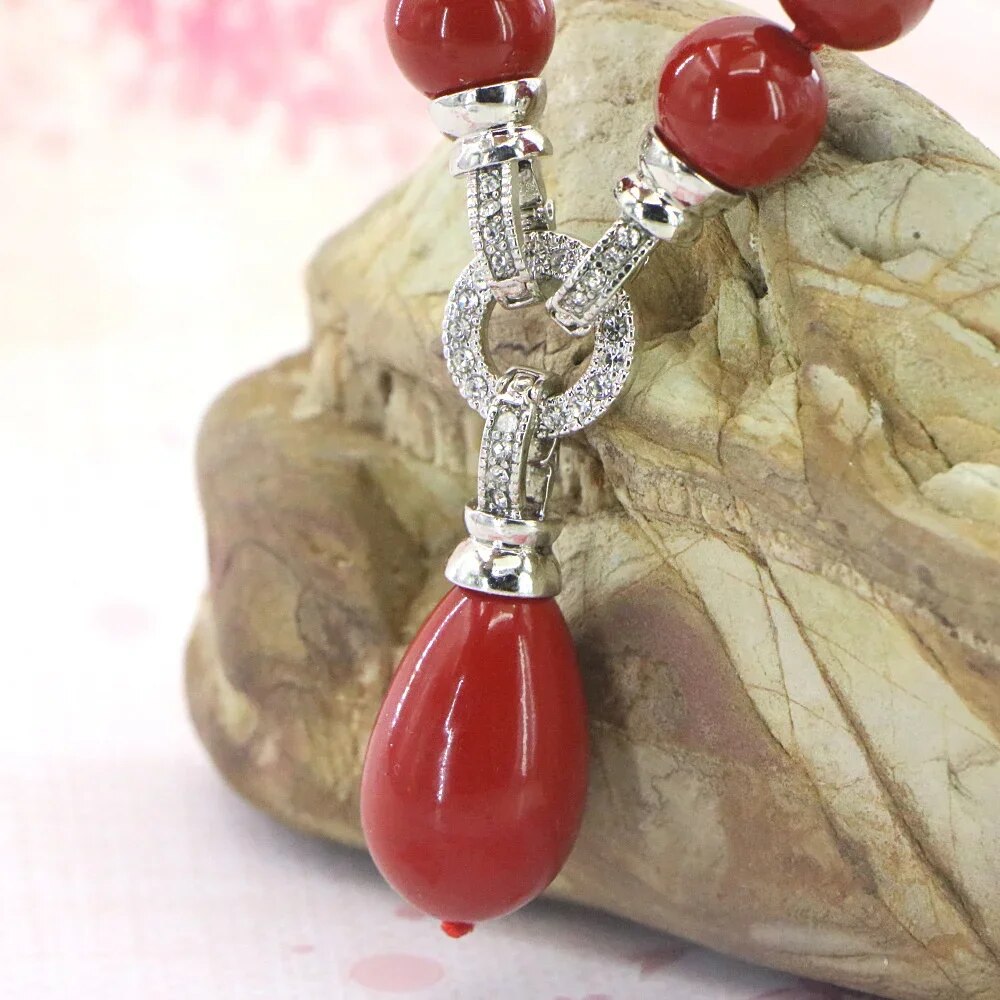 Natural Ocean Shell Red Coral Necklace