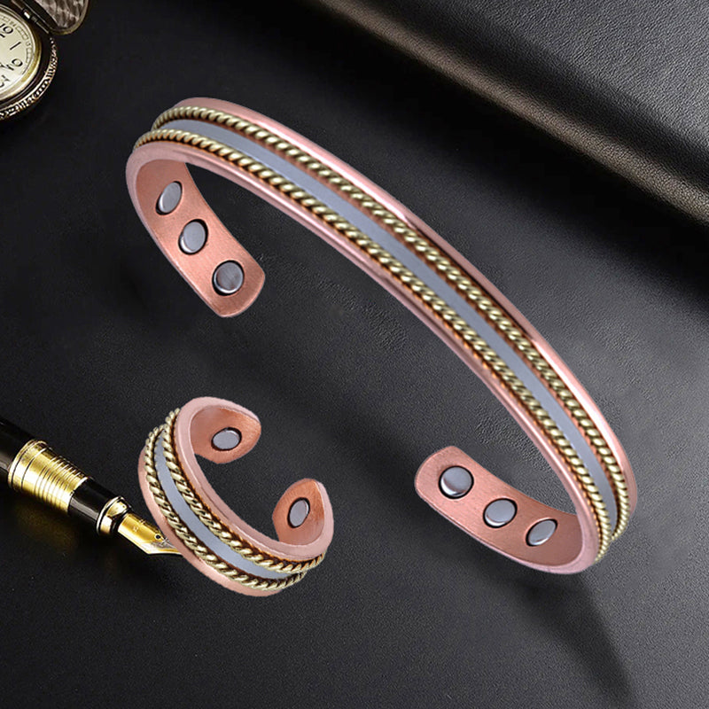 Vintage Arthritis Relief Copper Adjustable Magnetic Bracelet Ring