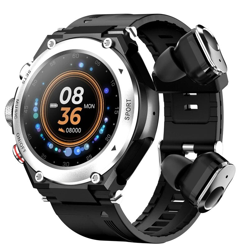 TWS Sports 2 in 1 Wireless Smartwatch with Earbuds iPhone & Android