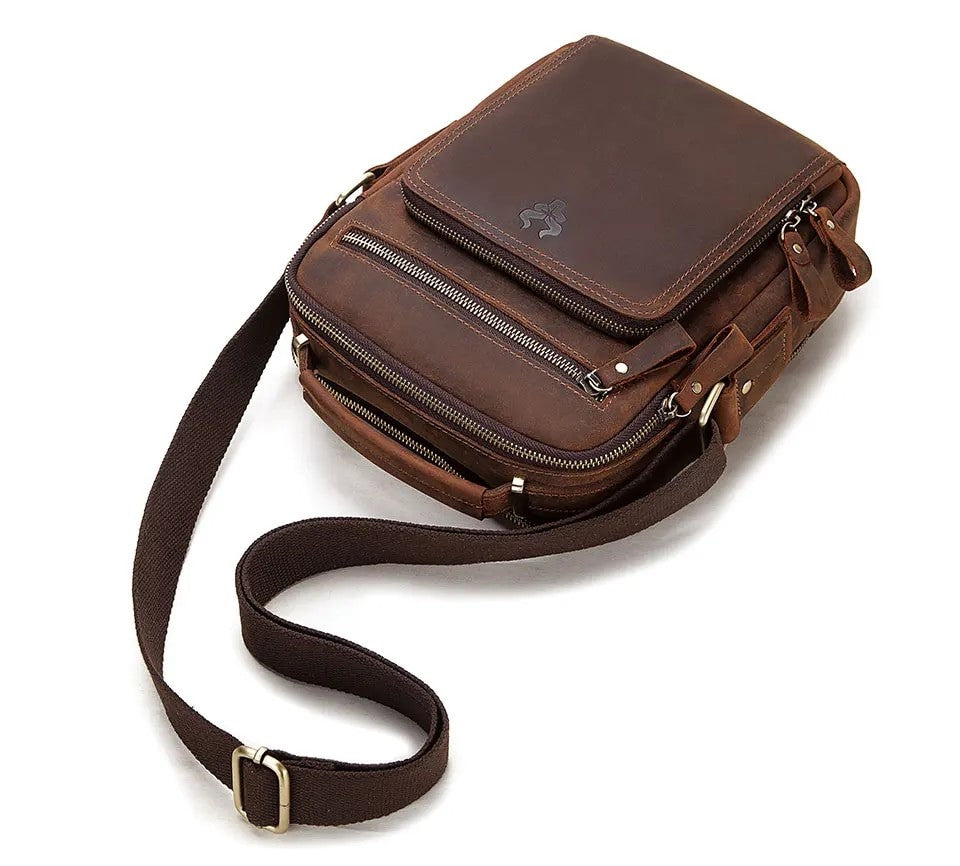 HUMERPAUL Genuine Vintage Leather Men's Shoulder Bag