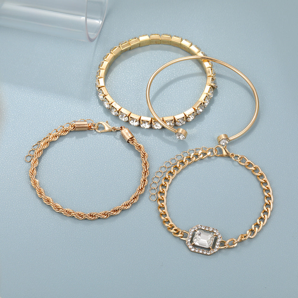 Multi Layer Chains Bracelet Jewelry (4Pcs)