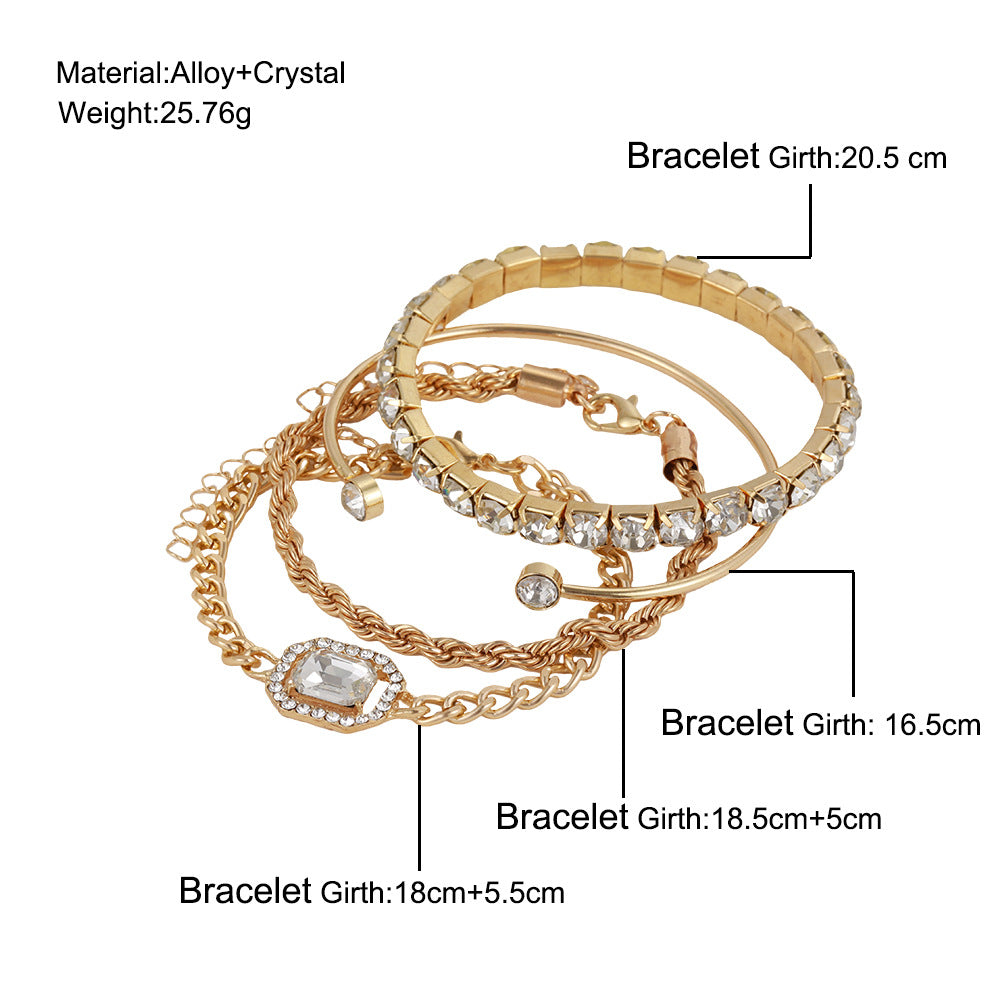 Multi Layer Chains Bracelet Jewelry (4Pcs)