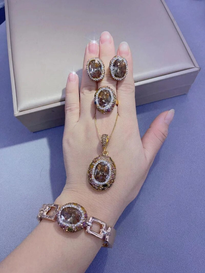 Zultanite Diaspore Stone Gold Plated Jewelry Set - AE