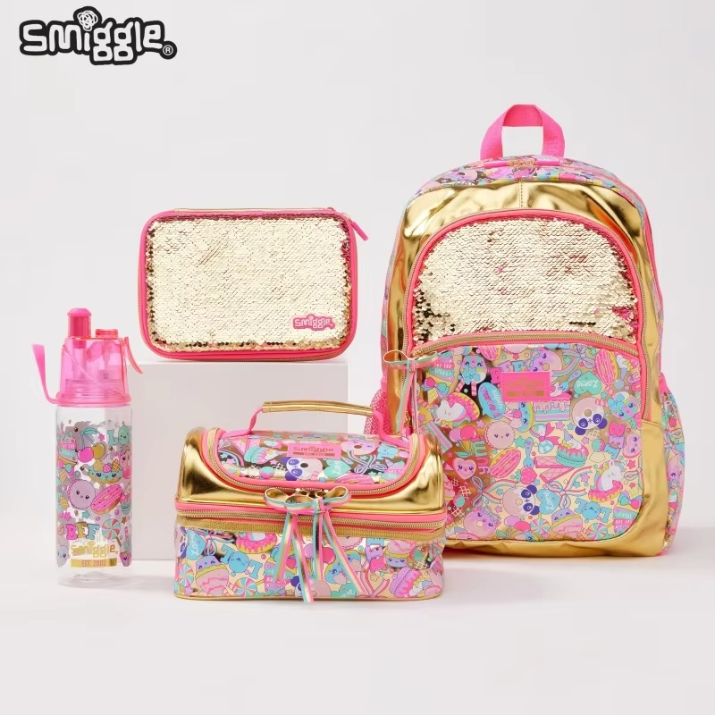 Golden Smiggle Style Kids School Backpack Set – Student Bag, Pencil Case & Lunch Bag Gift