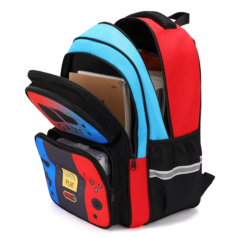 Gaming Console Kids Rolling Trolly Backpack with Lunch Bag – Wheeled School Trolley Bag for Boys