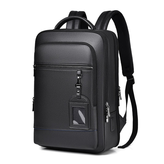 Executive Backpack Men PU Leather Satchel USB Charging