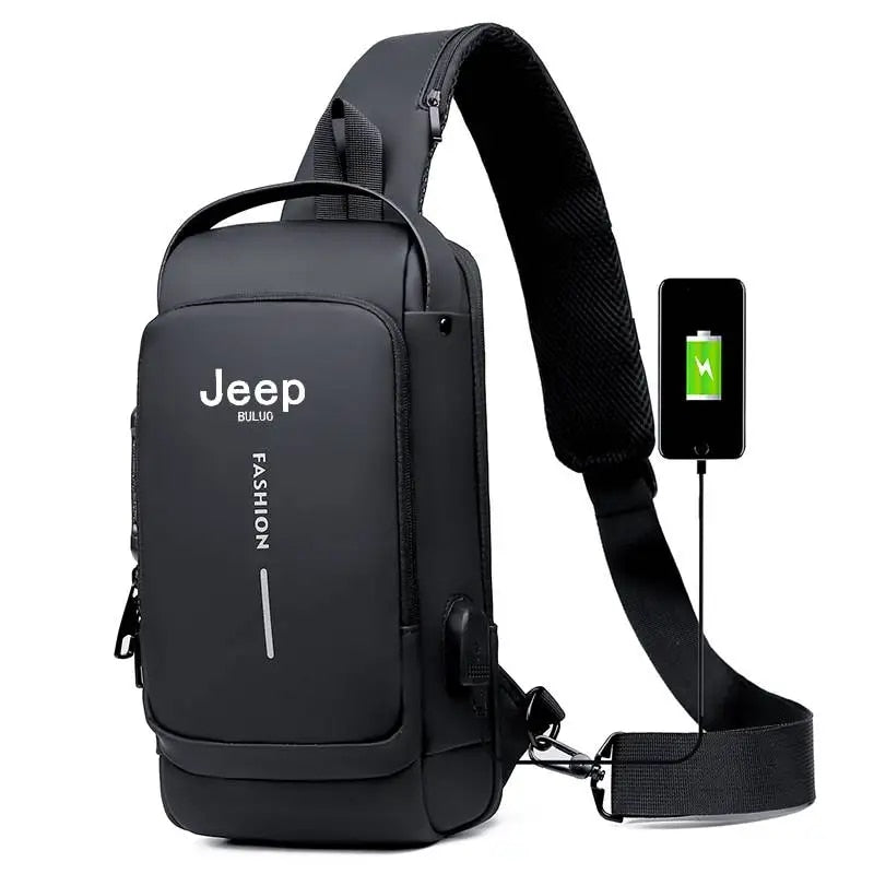 JEEP Men's Motorcycle Chest Sling Bag: Anti-Theft Travel Pack