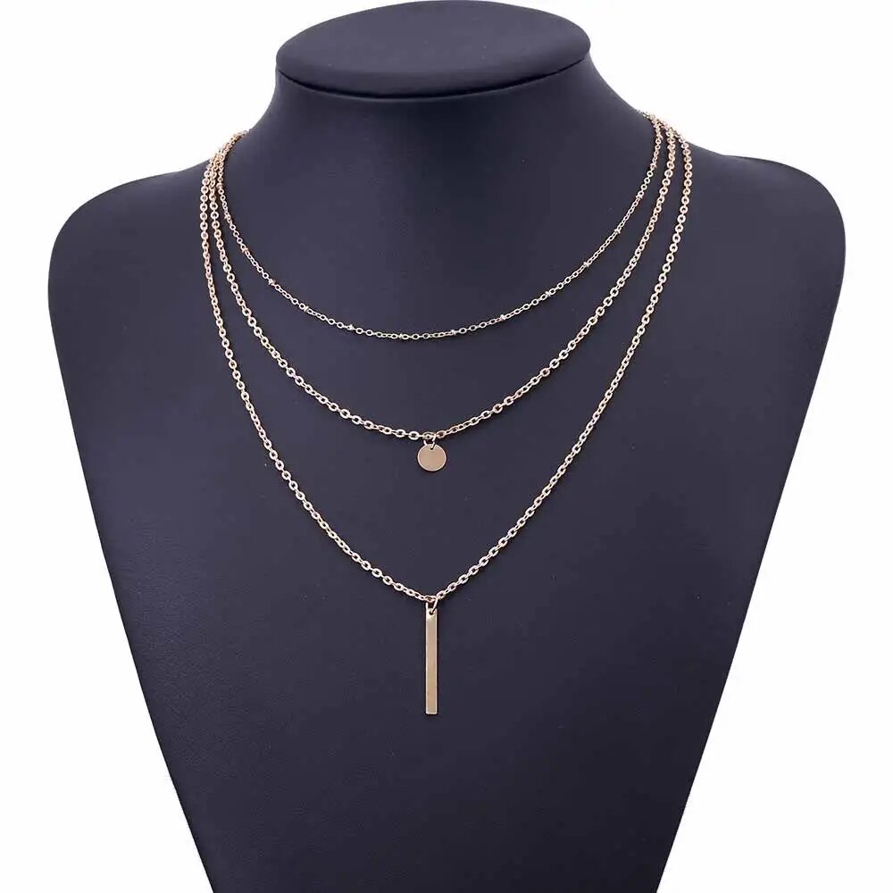 Three Layers Women Chain Necklace