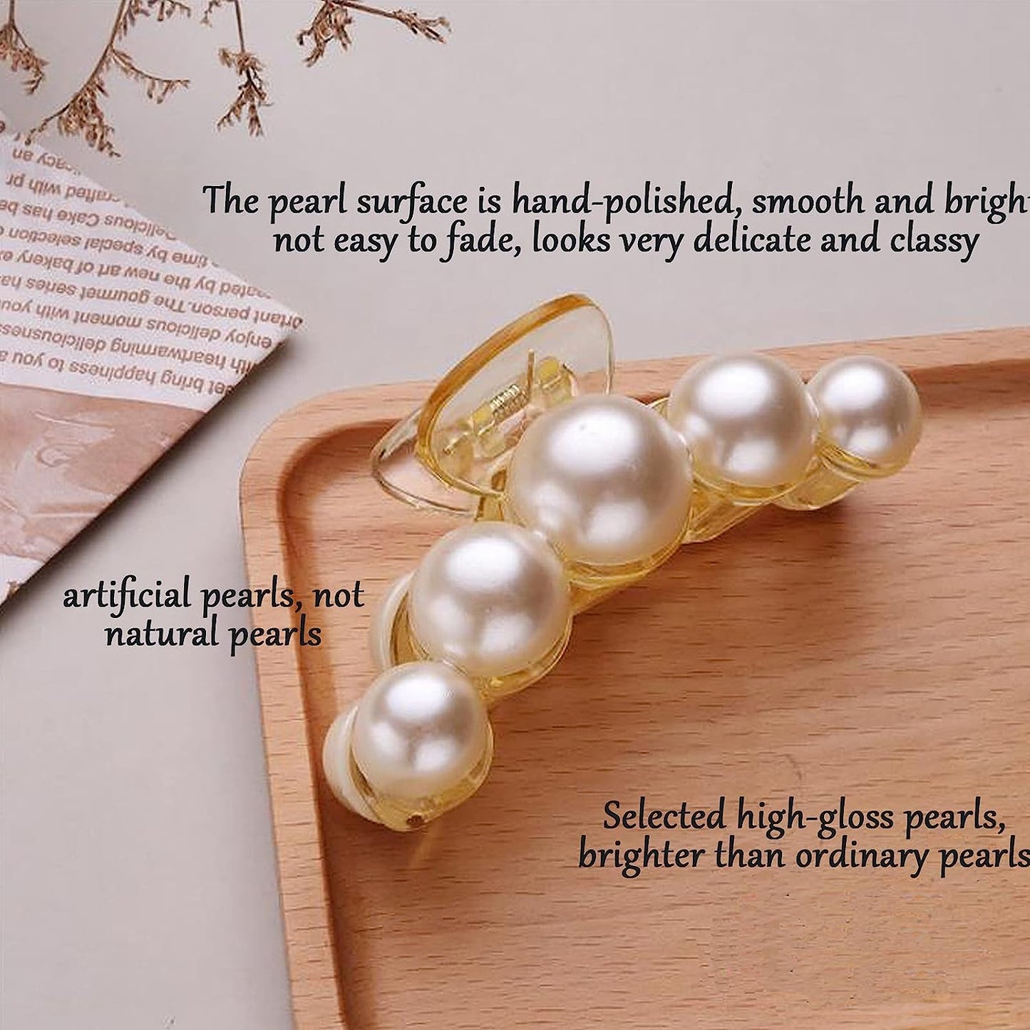 Elegant Big Pearl Hair Claws for Women